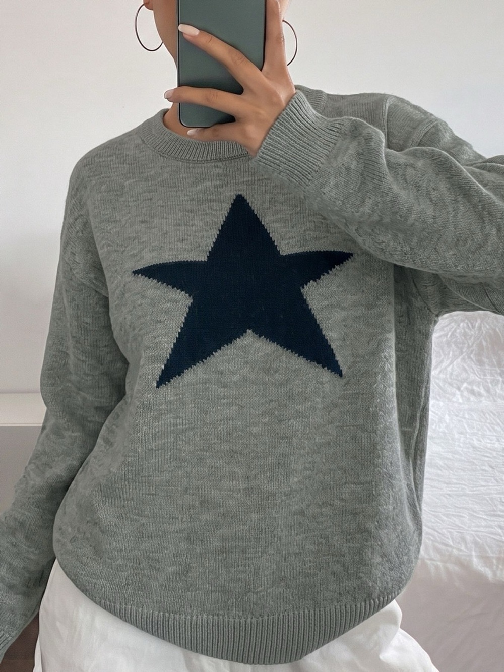 Star-Patterned Dropped Shoulder Sweater - Picture 4 of 14